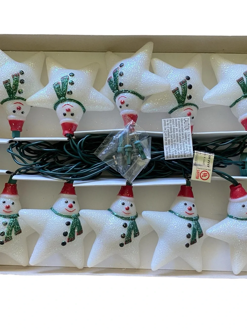 Vintage Snowman Star Blow Mold String Lights 10 Lights Kurt Adler Tested Works